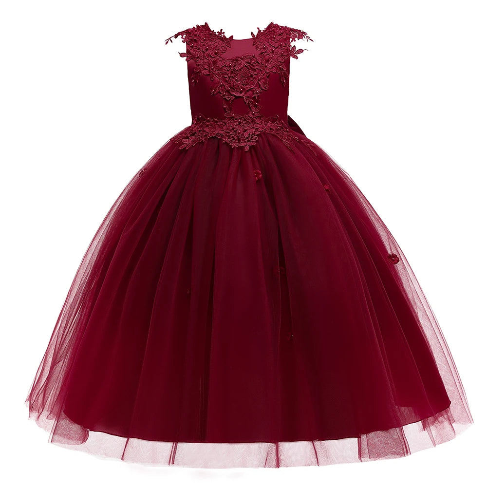 Formal Tulle Flower Bridesmaid Girls Dress Vestido White Wedding