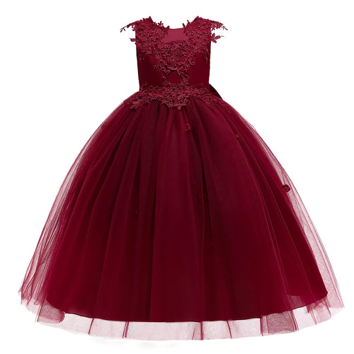 Formal Tulle Flower Bridesmaid Girls Dress Vestido White Wedding