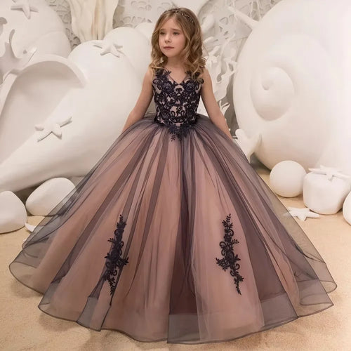BABYONLINE Long Sleeve Flower Girl Dresses For Wedding Guest Kids