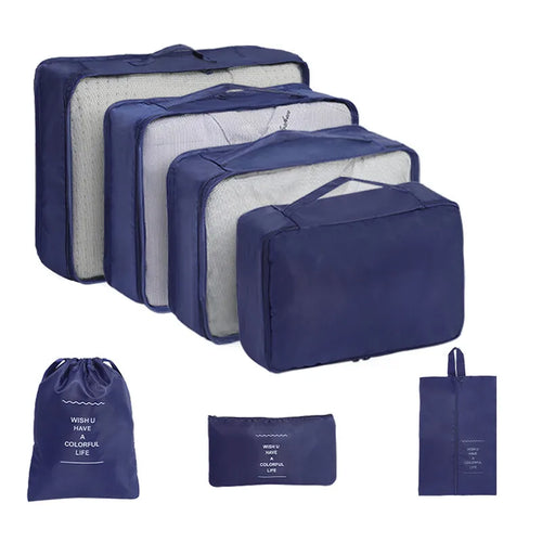 7 Pcs Set Travel Organizer Storage Bags Suitcase Packing Cubes Set