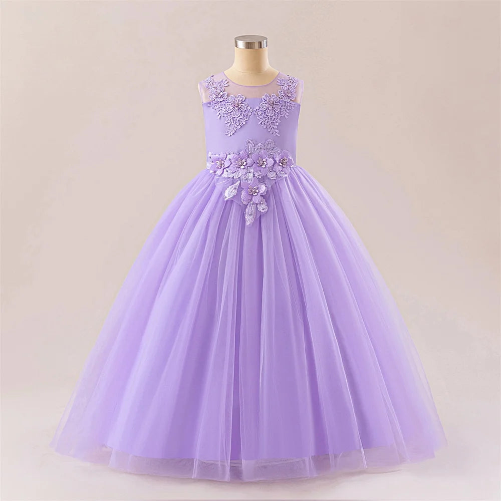 Elegant Baptism Wedding Girls Dress Fashion Tulle First Communion