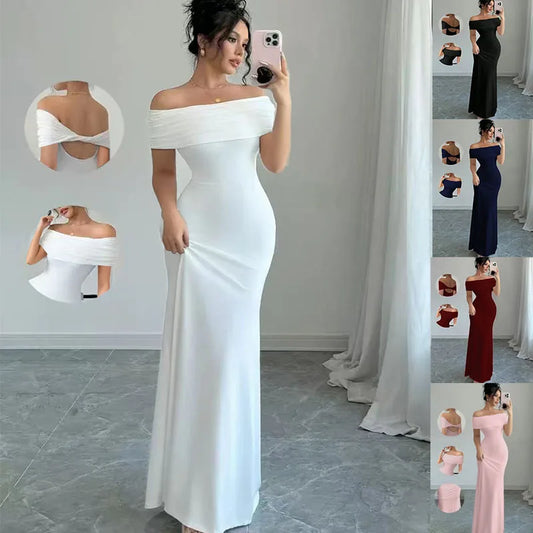 Off Shoulder Party Dress, Women‘s Sleeveless Sexy Bodycon Midi Dress,