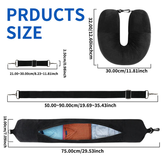 Travel Neck Pillow with Fillable Clothing U-Shaped Pillowcase, Extra