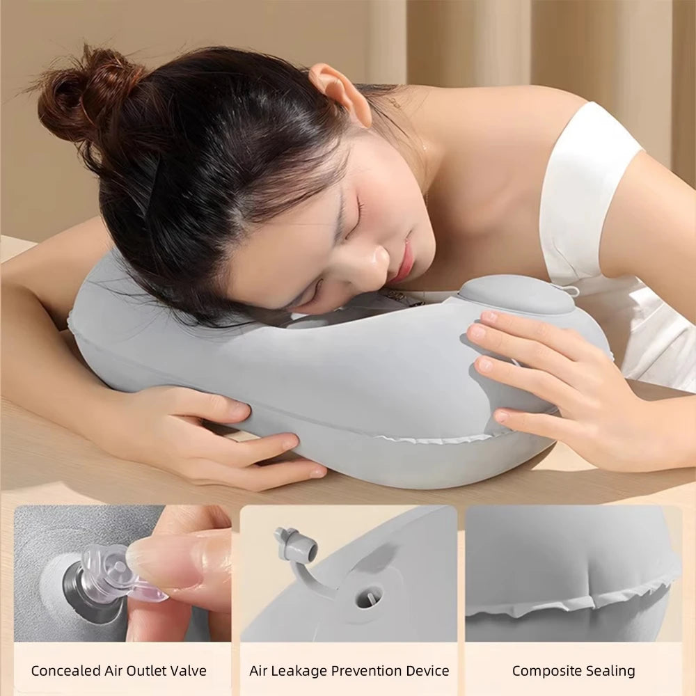 U-Shaped Inflatable Travel Pillow Portable Air Neck Support Cushion