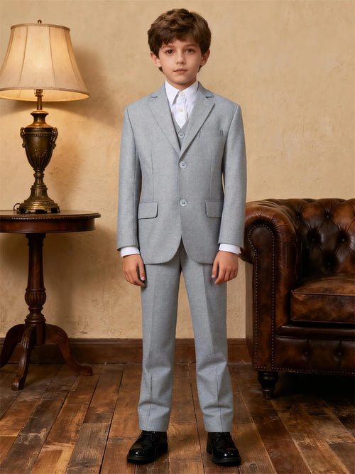 Boys Suit 5 Piece Jacket Vest Pants Shirt Tie Random Wedding Birthday
