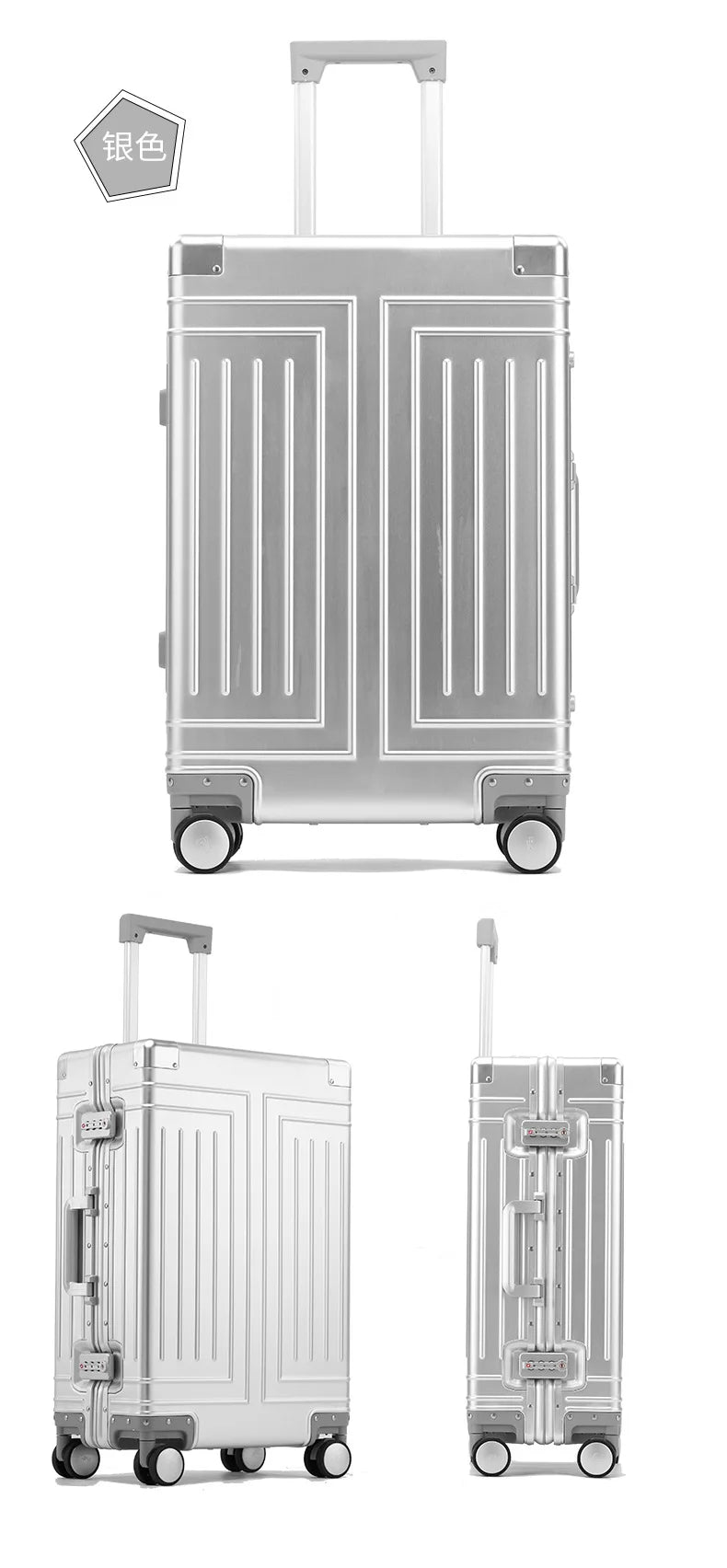 2024 Capacity Durable Luggage Sets 100% Aluminum Suitcase Wheels Women