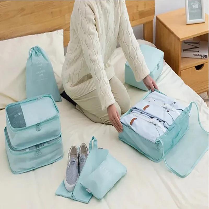 7 Pcs Set Travel Organizer Storage Bags Suitcase Packing Cubes Set