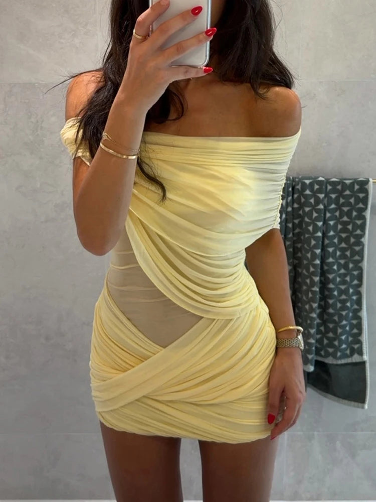 Nibber Prom Party Dress Women Sexy Patchwork Sexy Multi-Layer Mesh