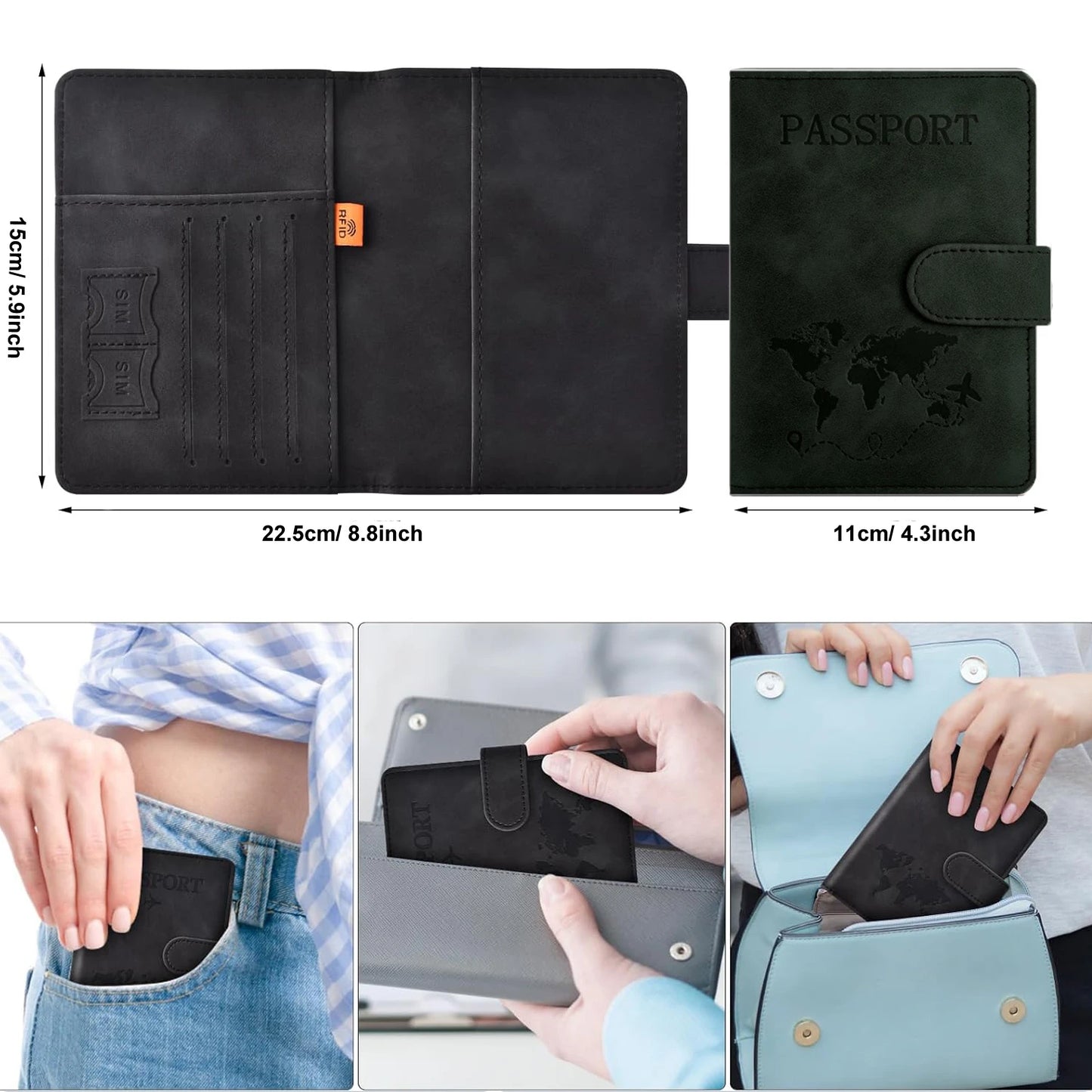 Passport Holder for Travel Essentials  Passport Wallet Cover Case for
