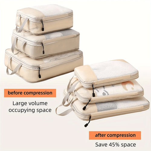 3-piece travel compression packing cube, travel bag luggage organizer