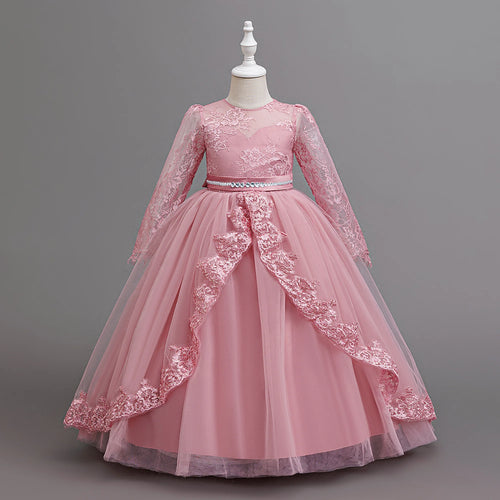 Long Sleeve Baptism Bridesmaids Party Girl Dresses Tulle Wedding