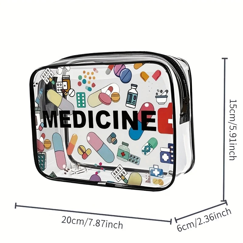 Medicine Cosmetic Bag Women Large Capacity Travel Organizer Easy Wipe