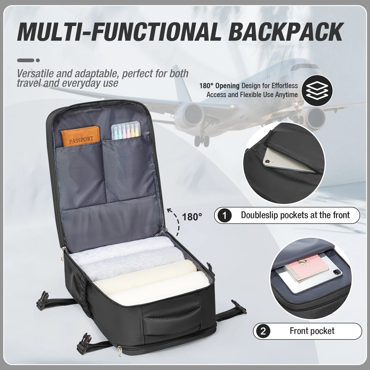 Women Men Hand Luggage Backpack Business College Laptop Travel