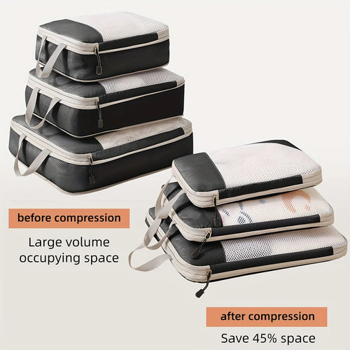3-piece travel compression packing cube, travel bag luggage organizer