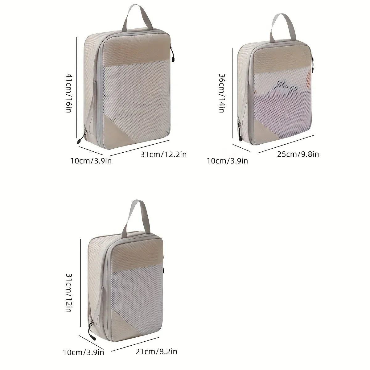 3-piece travel compression packing cube, travel bag luggage organizer
