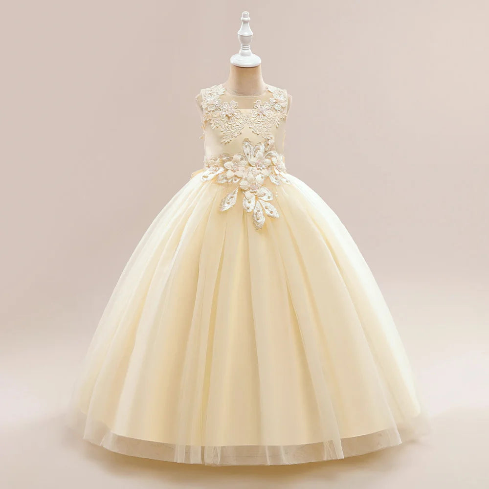 Elegant Baptism Wedding Girls Dress Fashion Tulle First Communion