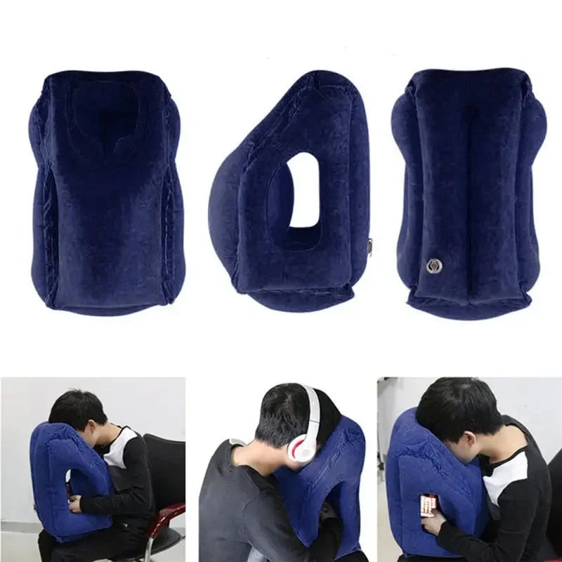 1pc Inflatable Air Cushion Travel Pillow Headrest Chin Support