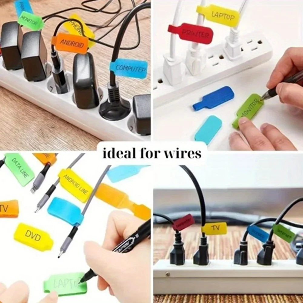 10/30/50pcs Reusable Waterproof Cable Labels Color-Coded Organizer