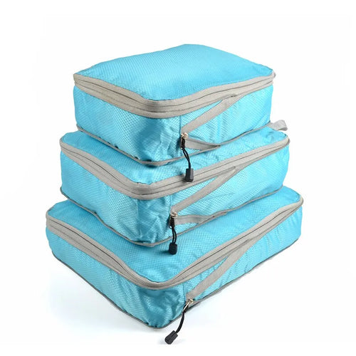 3Pcs/set Black/Blue/Grey Compressible Travel Storage Bag Portable
