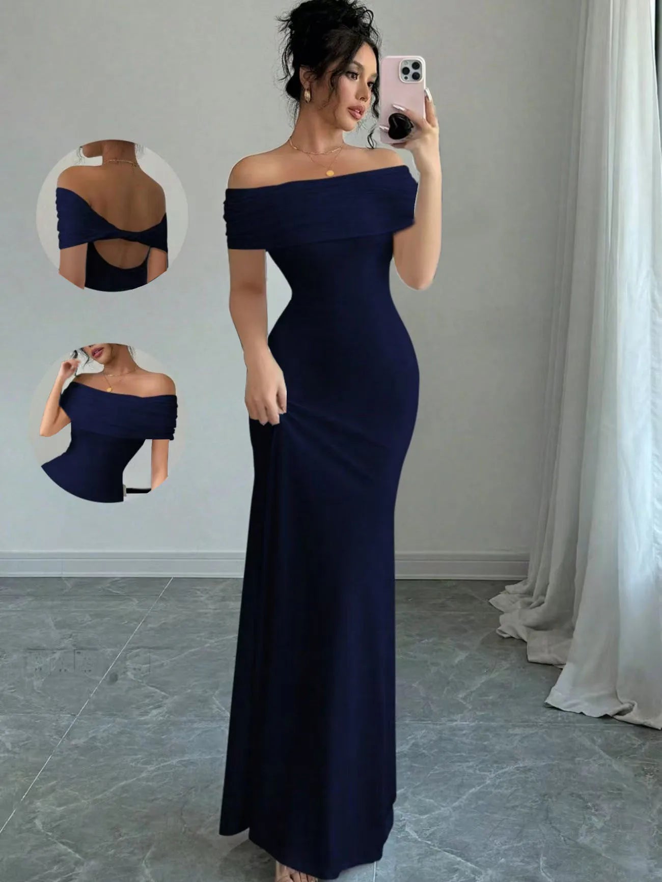 Off Shoulder Party Dress, Women‘s Sleeveless Sexy Bodycon Midi Dress,