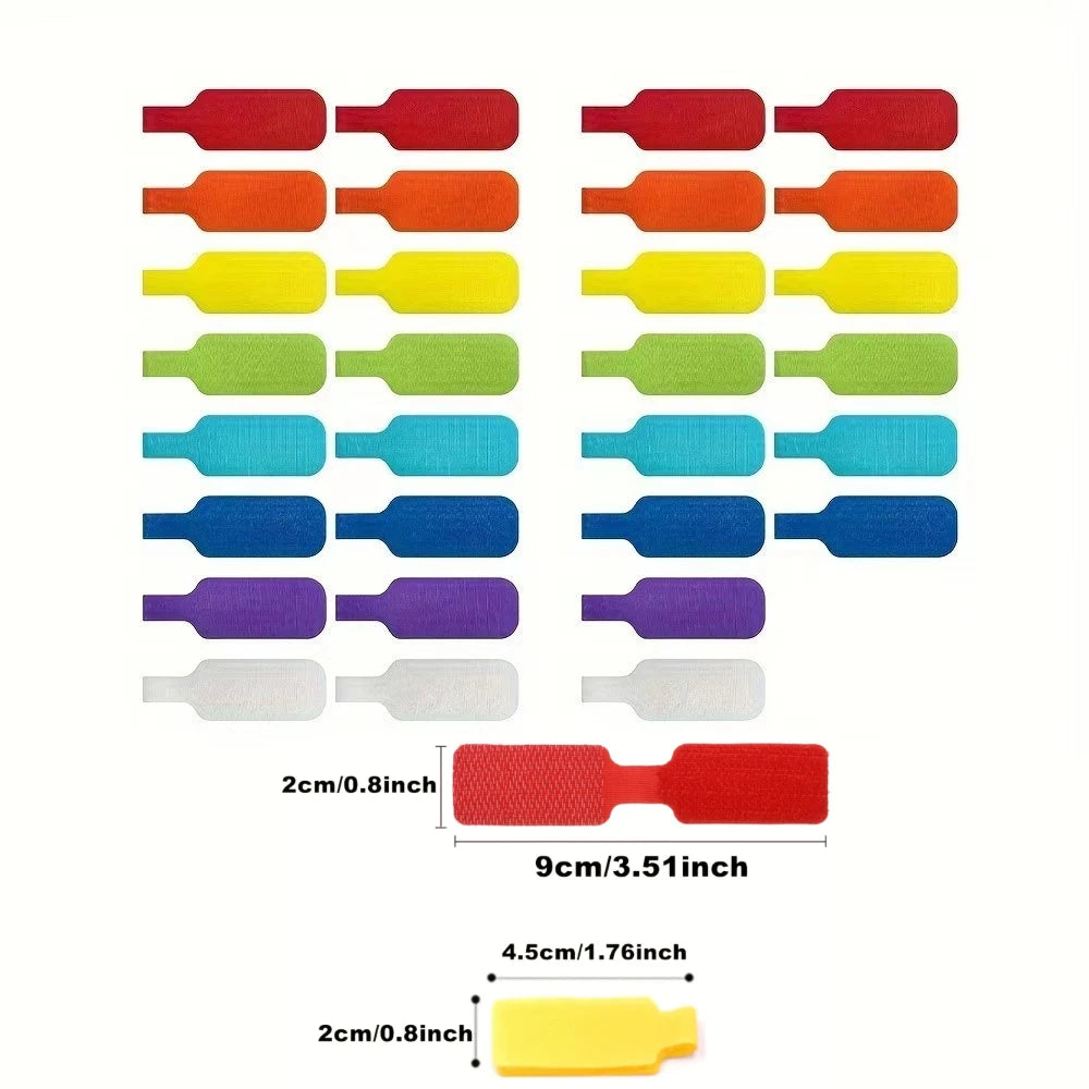 10/30/50pcs Reusable Waterproof Cable Labels Color-Coded Organizer