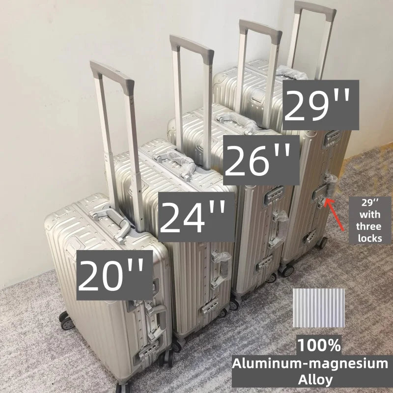 100% Aluminum-magnesium Alloy Travel Suitcase High Quality Rolling