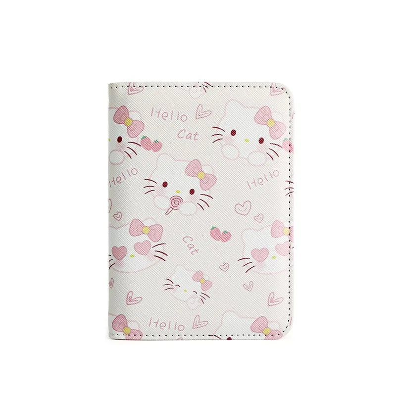 Hello Kitty Women Passport Cover PU Leather Multifunction Credit Card