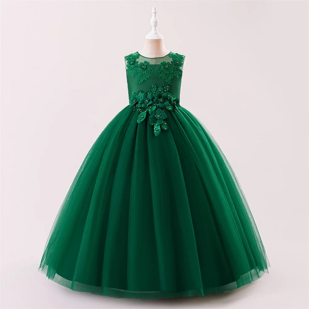 Elegant Baptism Wedding Girls Dress Fashion Tulle First Communion