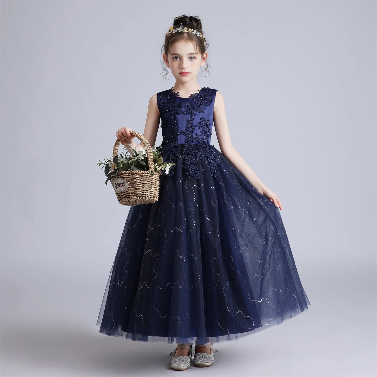 BX683 Kids Dresses For Girls Lace Dress Gown Princess Clothes Children