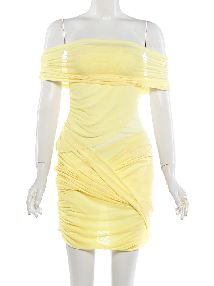 Nibber Prom Party Dress Women Sexy Patchwork Sexy Multi-Layer Mesh