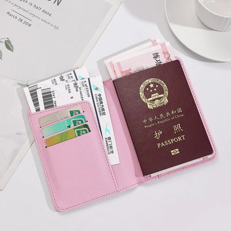 Hello Kitty Women Passport Cover PU Leather Multifunction Credit Card