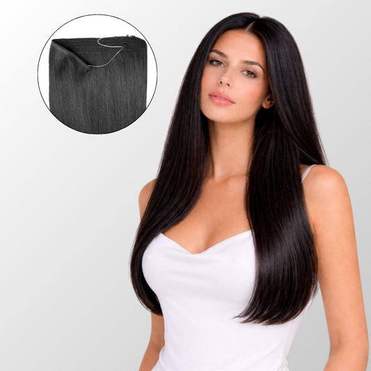 Natural Black (1B) Halo Hair Extensions (100g-120g)