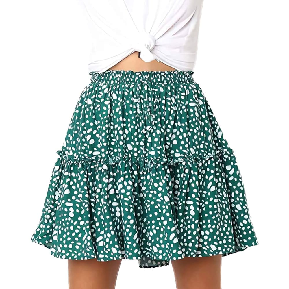 Alelly Women’s Summer Cute High Waist Ruffle Skirt Floral 
