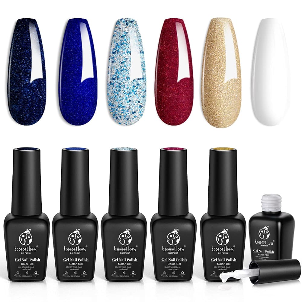 Beetles Blue Green Gel Nail Polish Set - 6 Colors Misty Gray