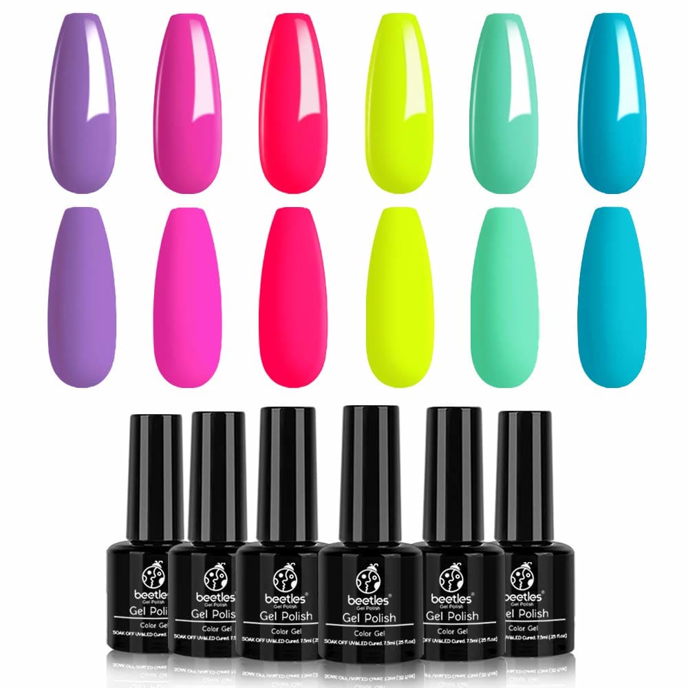 Beetles Blue Green Gel Nail Polish Set - 6 Colors Misty Gray