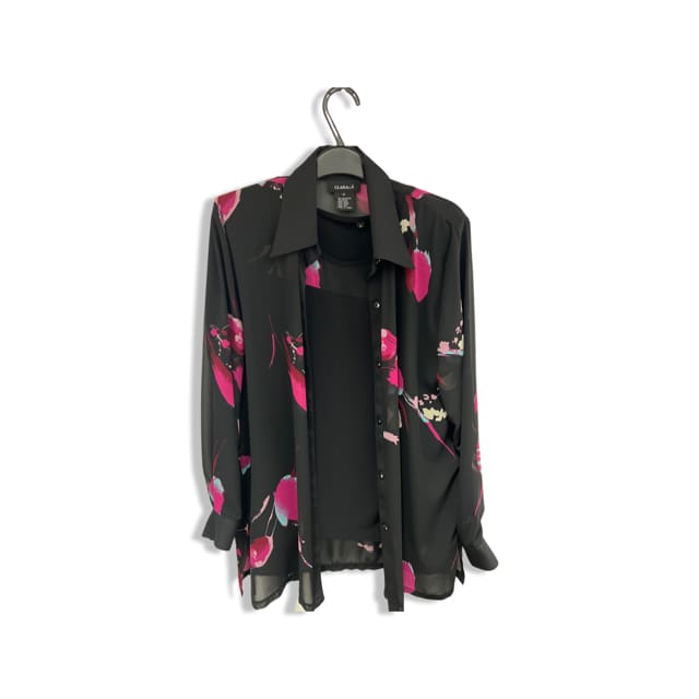 Clara Cardigan under blouse - small / black hot pink