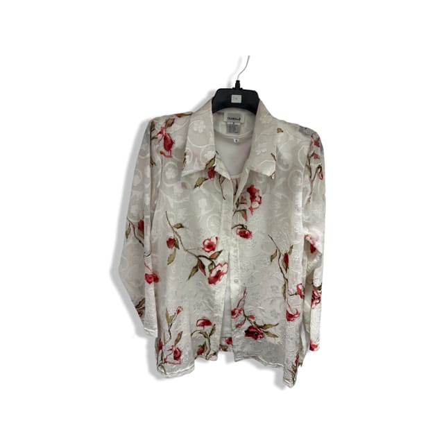 Clara Cardigan under blouse - small / white red and gold
