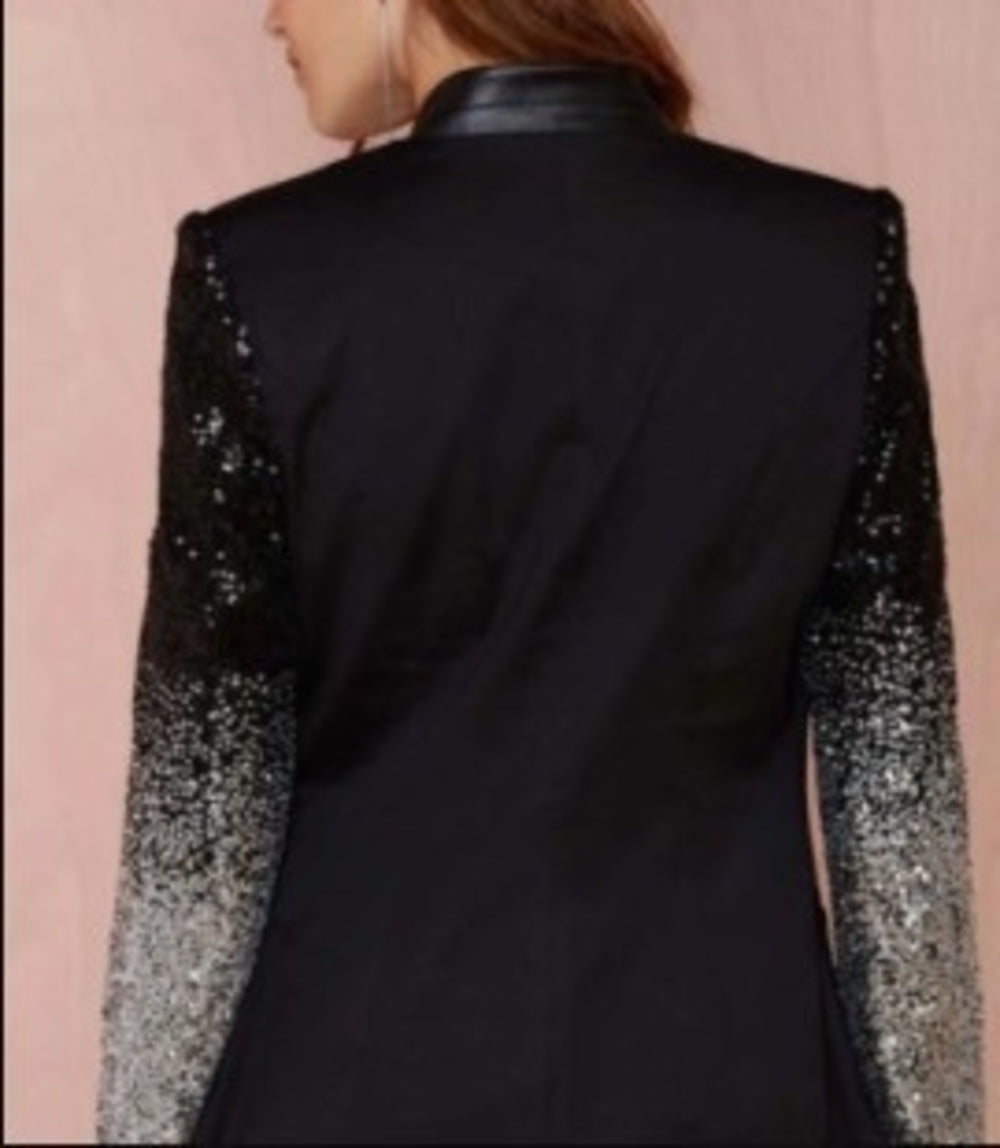 Womens Blazer with Sequins Sleeve
