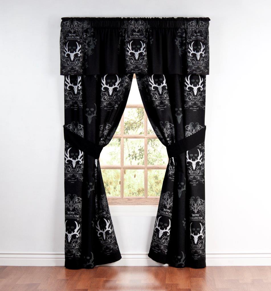 Bone Collector Black Rod Pocket Curtains