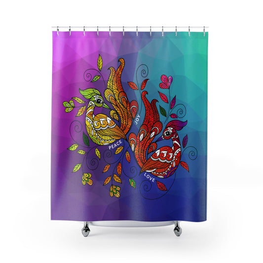 Uniquely You Fabric Shower Curtain, Multicolor Wild Peacocks Print