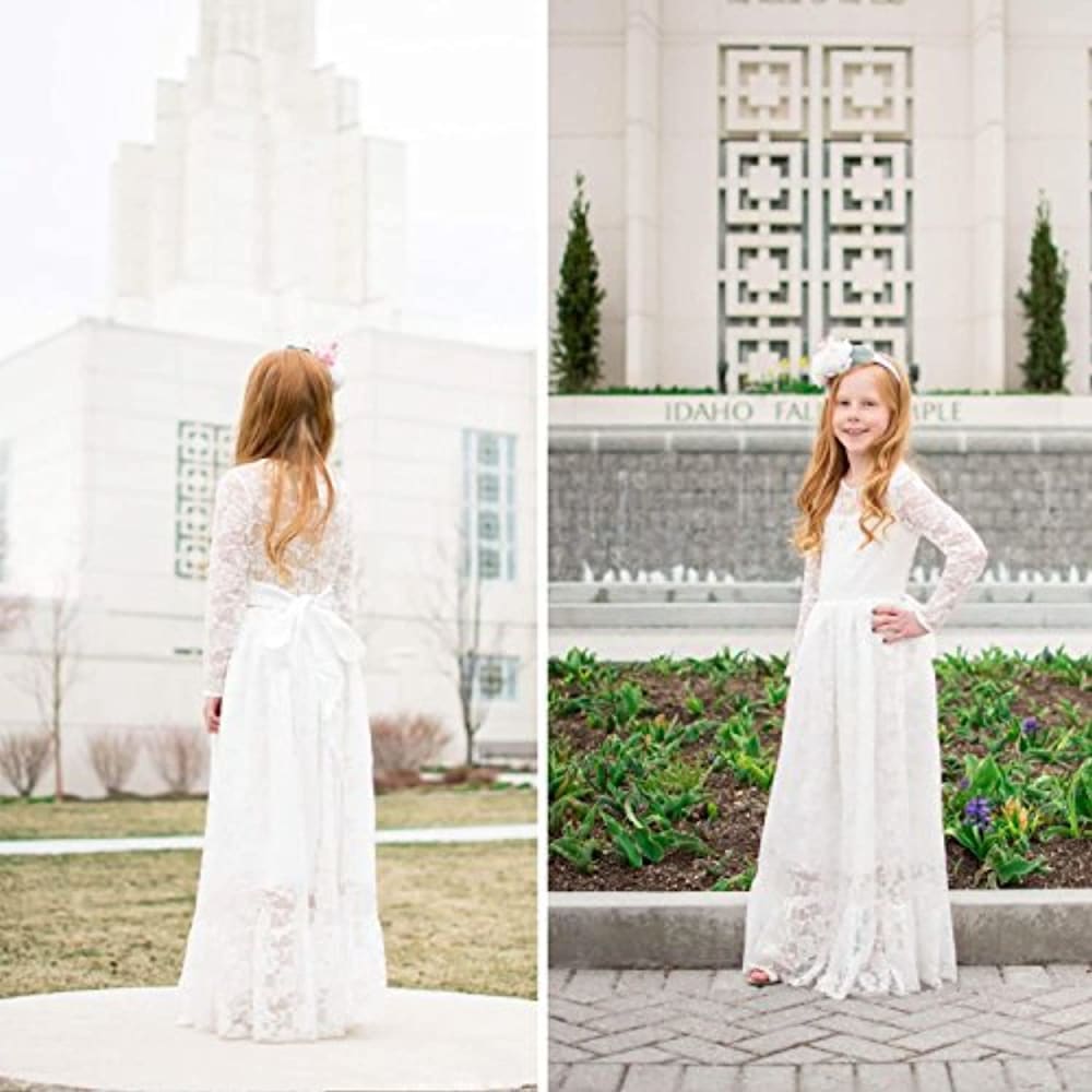 Fancy Ivory White Lace Flower Girl|First Communion 