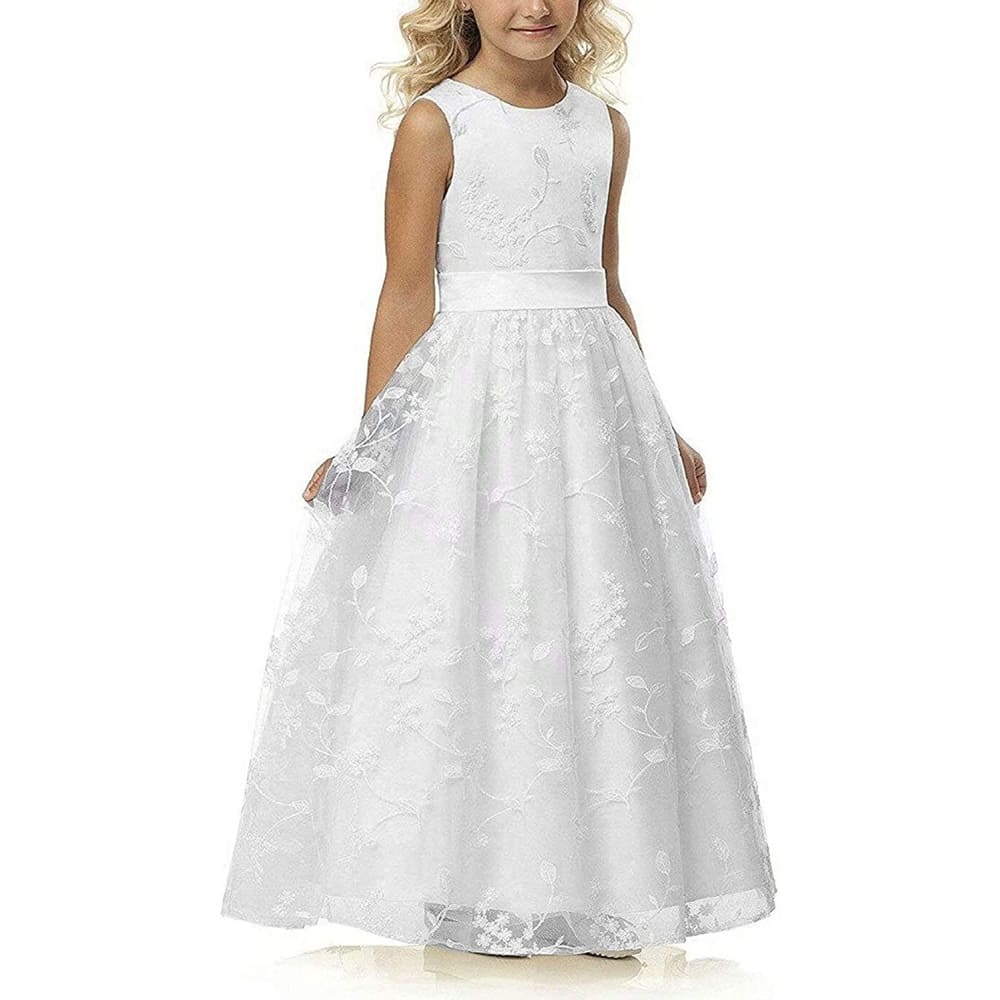 First Communion Dress |A line Wedding Pageant Lace Flower 