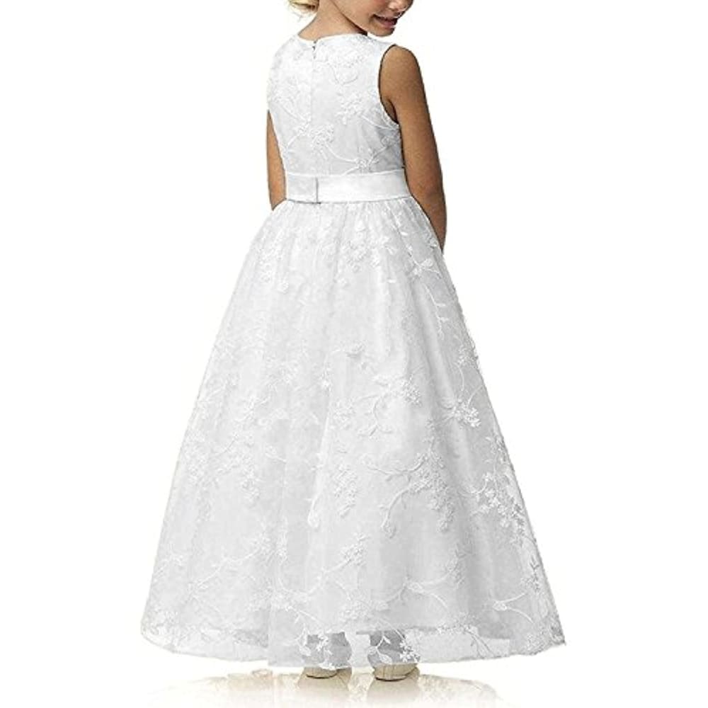 First Communion Dress |A line Wedding Pageant Lace Flower 