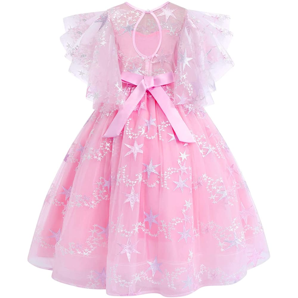 Flower Girls Princess Floral Lace Embroidered Star Pageant 