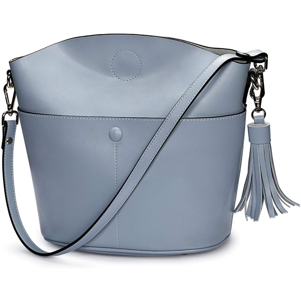 Genuine Leather Crossbody Bucket Bag Shoulder Purse Handbag 