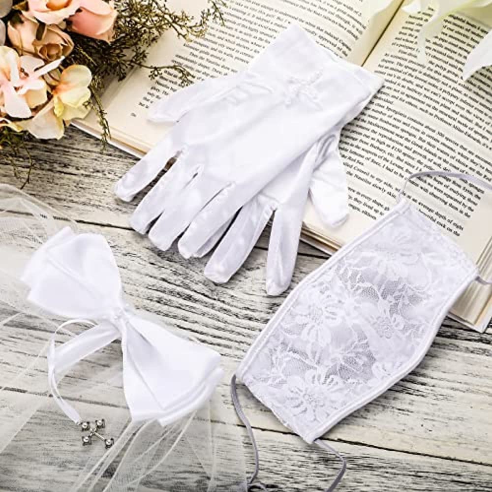 Girls First Holy Communion Accessories 4 Pcs Bow and Dangle 