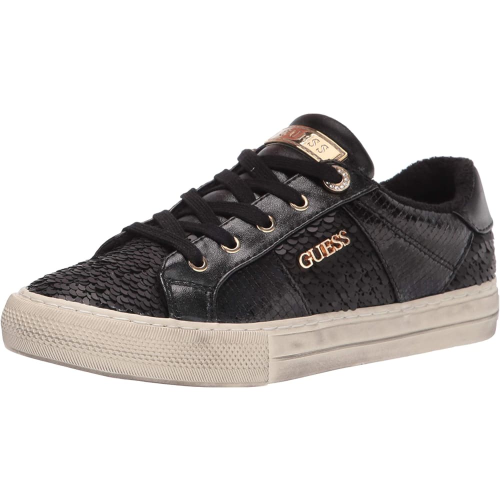 GUESS Women’s Loven Sneaker - 5 / Black Fabric - Back to 