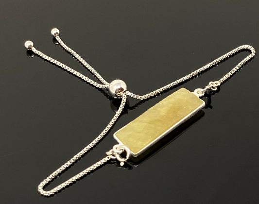 Yellow Sapphire Gemstone Bar Bracelet, Sterling Silver Bolo Bracelet,