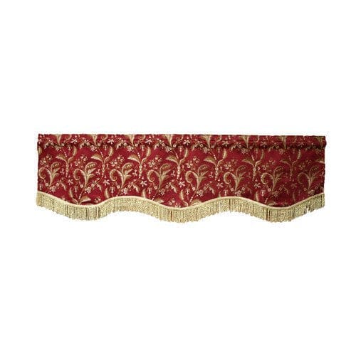 Luxury Damask 60 X 15 Beige| Red Window Valance - burgundy