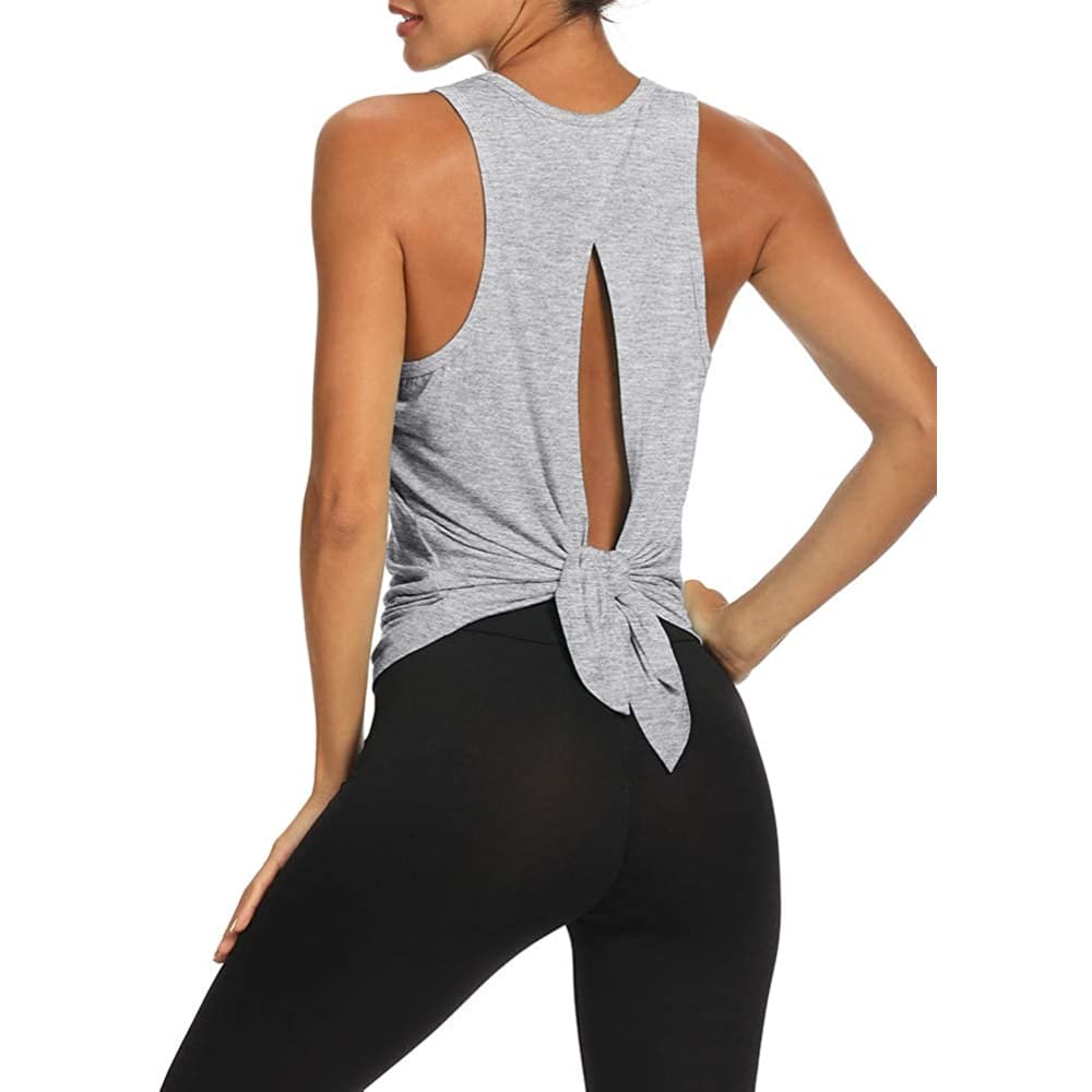 Open Back Shirts Gym Workout Clothes Tie Musle Tank for 